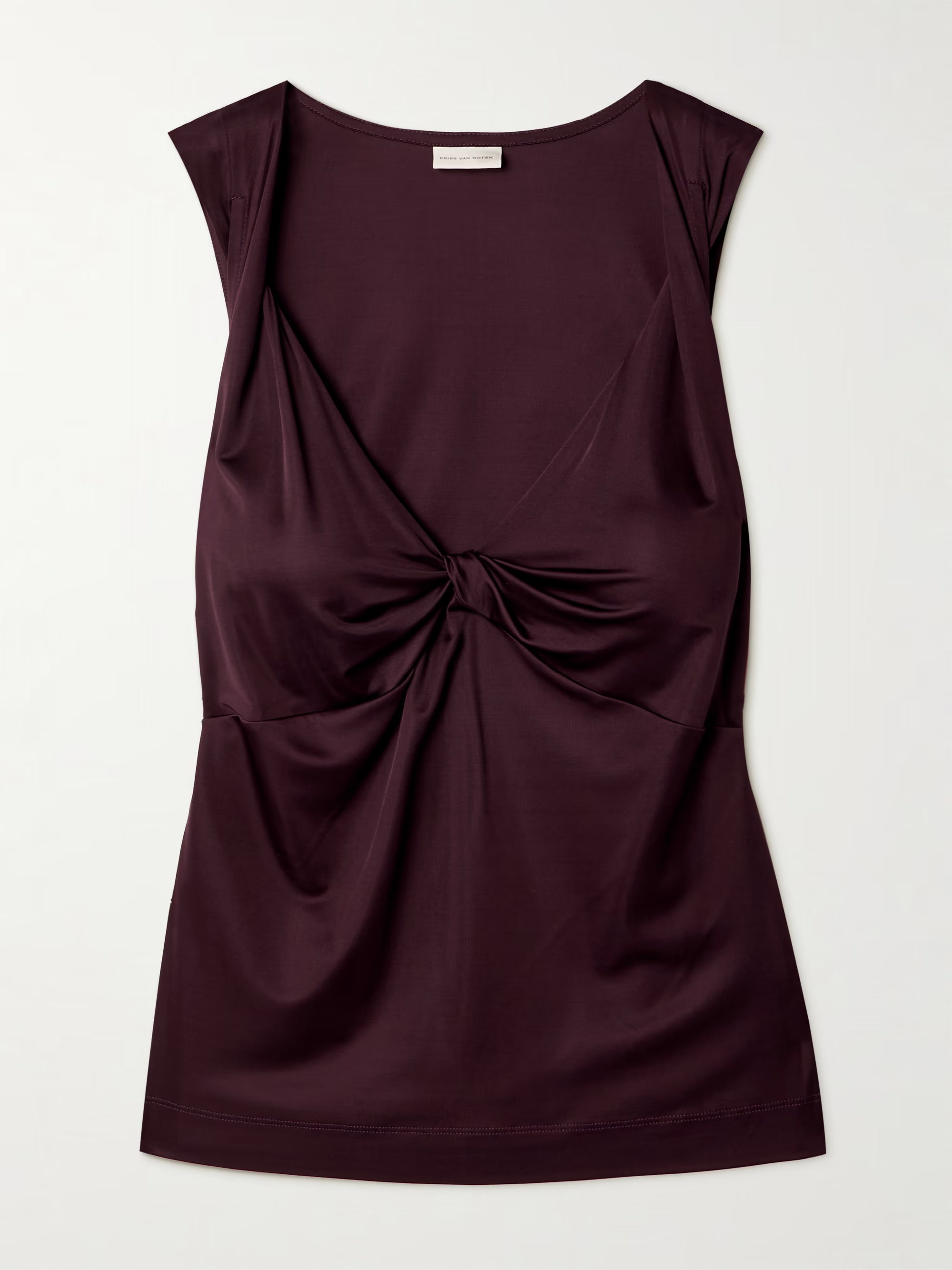 Twist-front satin-jersey top