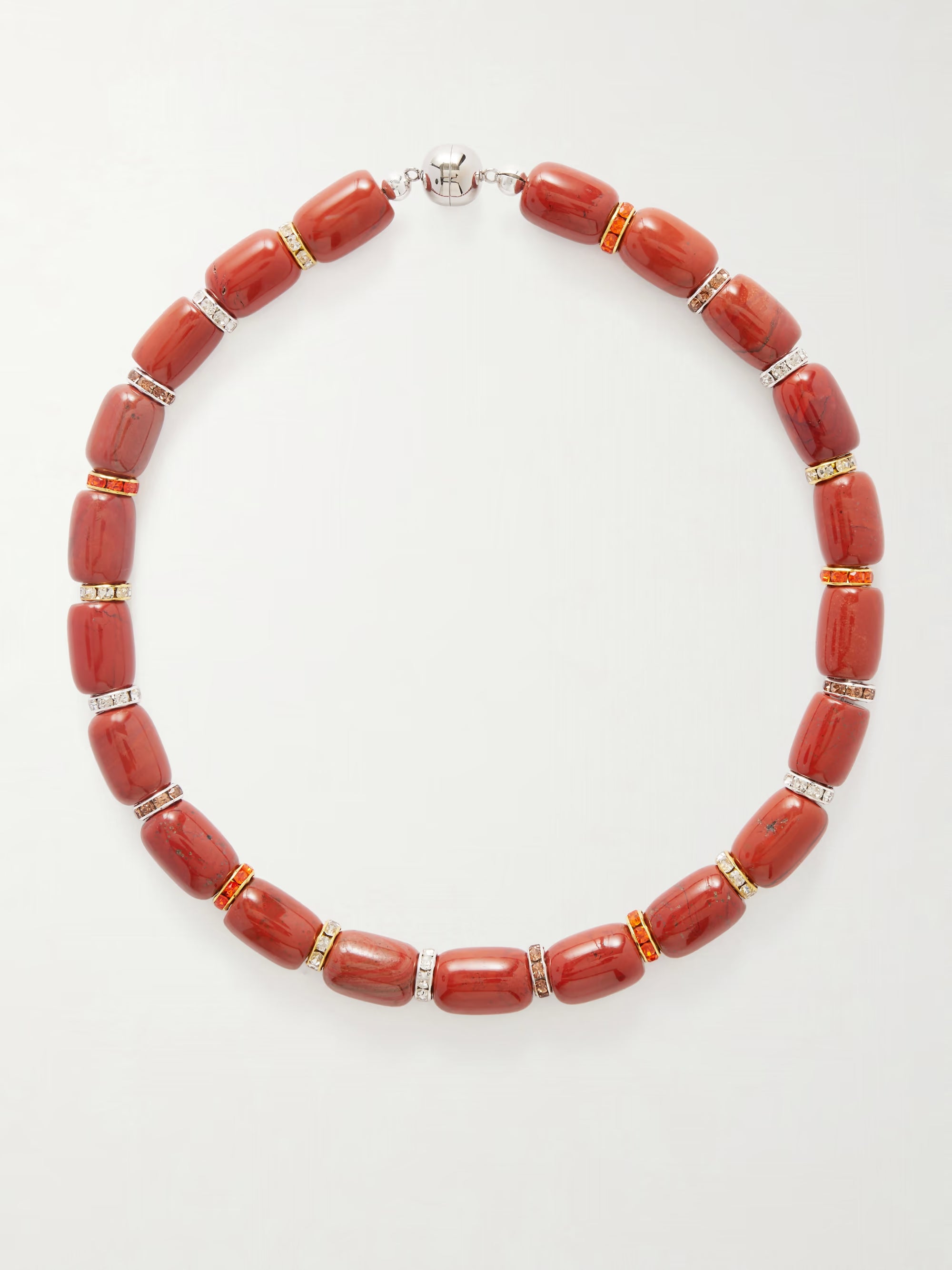 Rhodium-plated jasper necklace