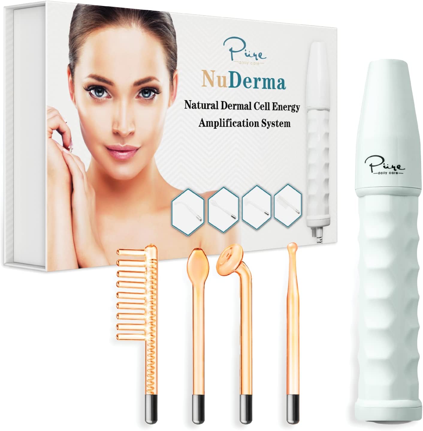 NuDerma Portable Handheld High Frequency Skin Therapy Wand Machine