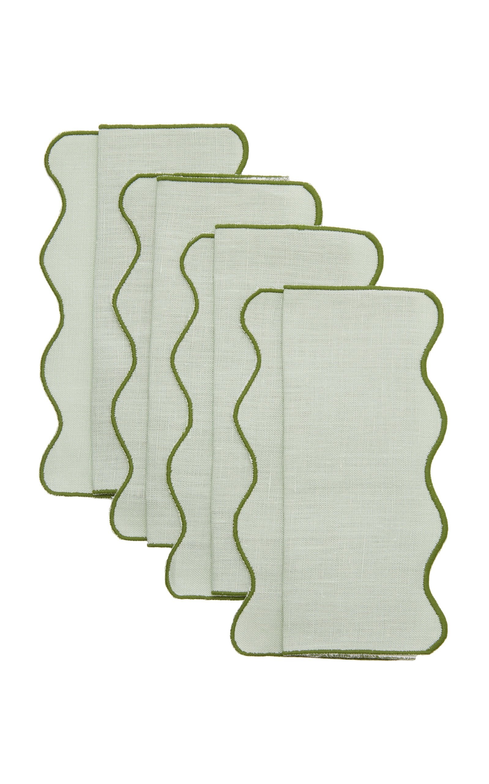 Set-Of-Four Scalloped Linen Cocktail Napkins