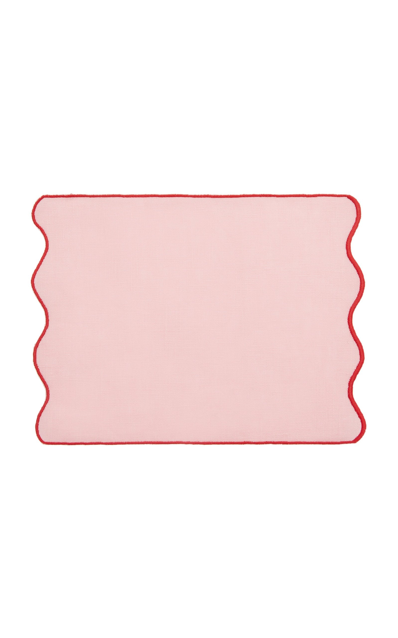 Set-Of-Four Scalloped Linen Cocktail Napkins